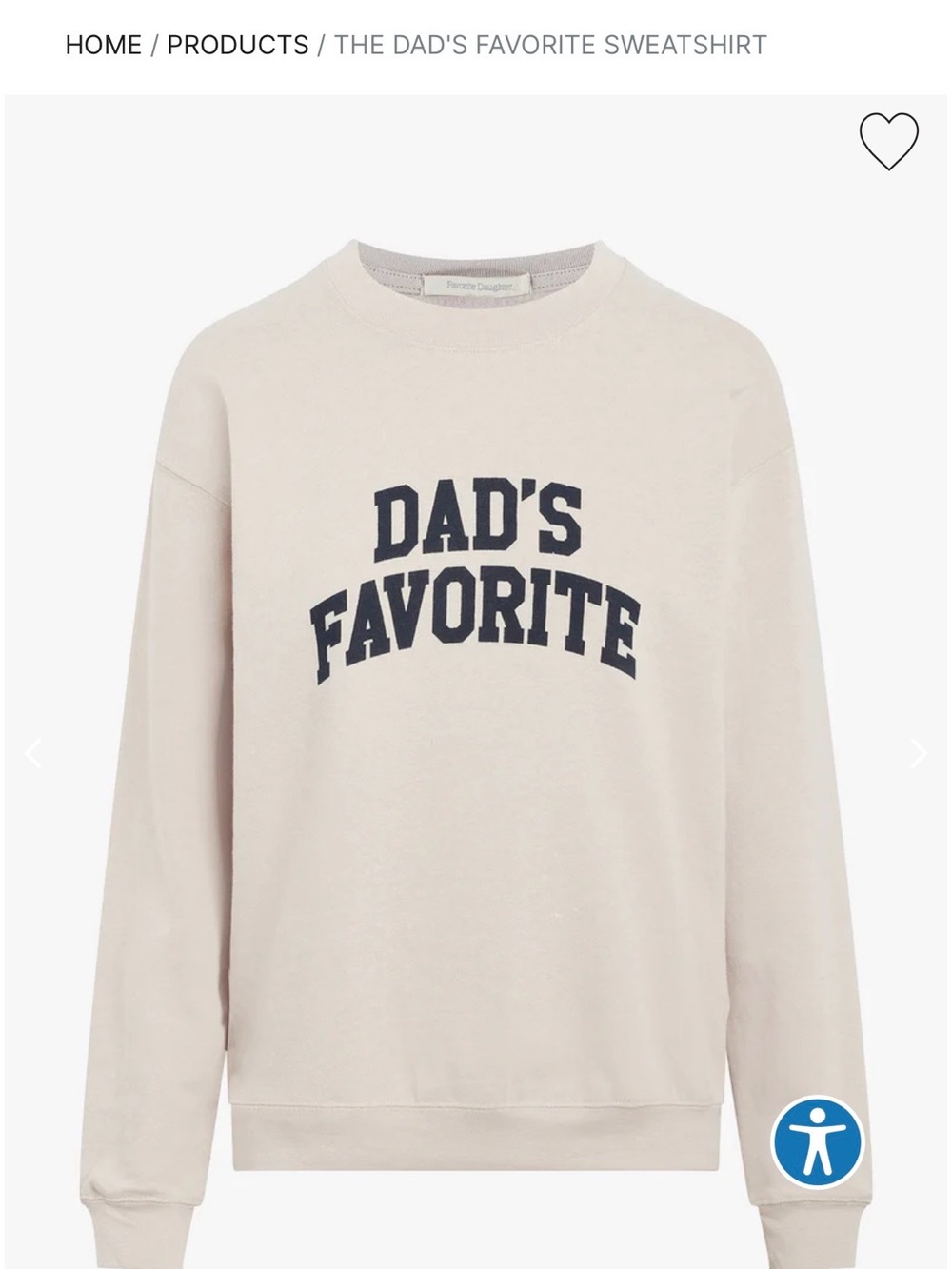 Sub_Urban Riot Dad's Favorite Crewneck Sweatshirt in Cream with Blue Print